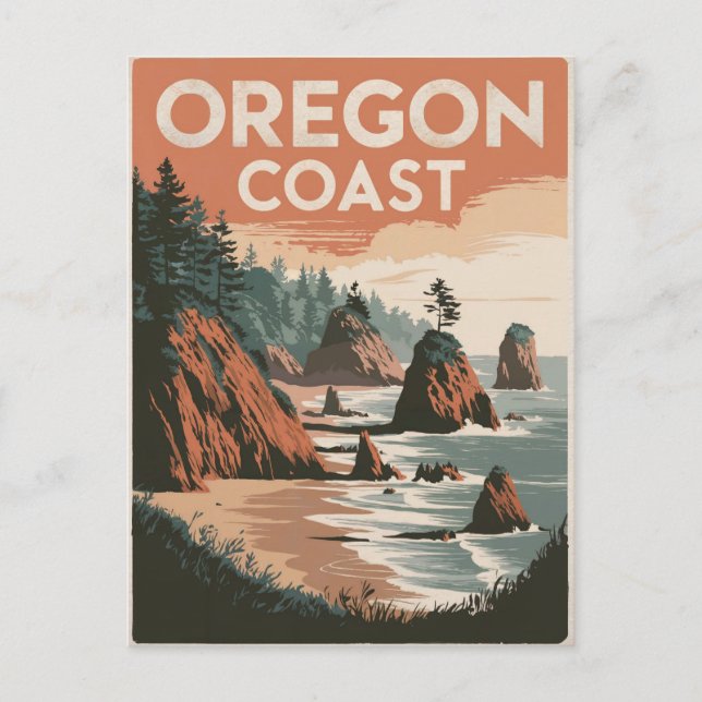 Oregon Kusten Vintage Vykort (Framsida)