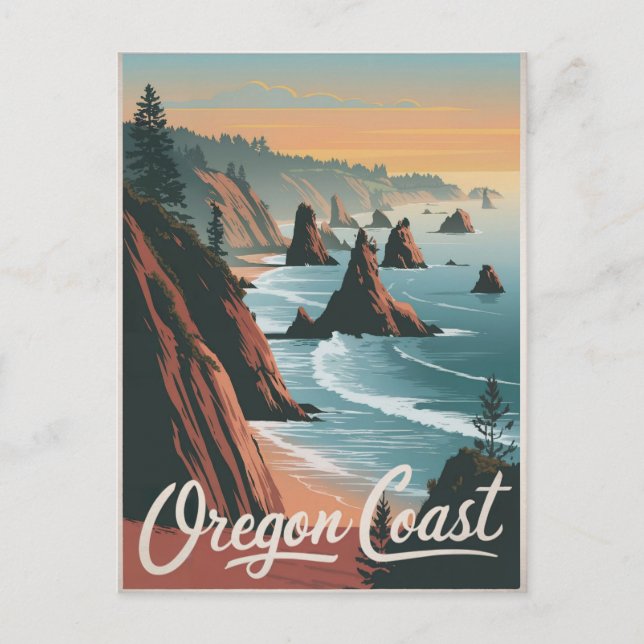 Oregon Kusten Vintage Vykort (Framsida)