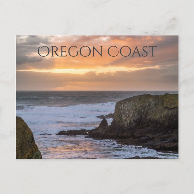 Oregon Kusten Yaquina Sunset Ocean Photo Souvenir Vykort (Framsida)