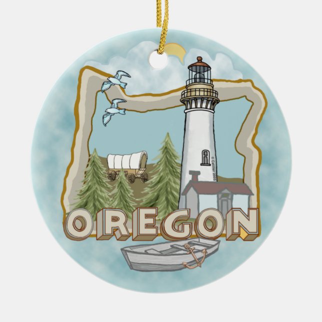 Oregon Lighthouse Ceramic Ornament (Framsidan)