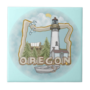 Oregon Lighthouse Ceramic Tile Kakelplatta
