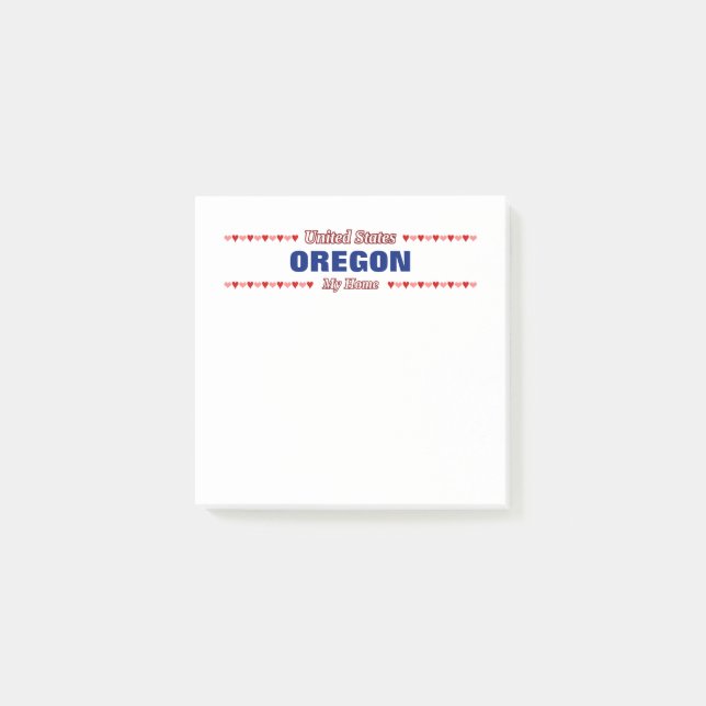 OREGON - Mitt hem - Förenade Stater.Hjärtan Post-it Block (Framsida)