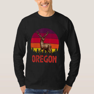 Oregon Mountain Hjort Hunter Sunset Vintage Retro T Shirt