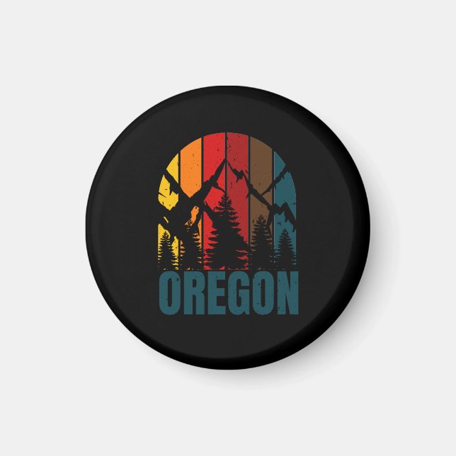 Oregon Mountains Retro Vintage Magnet (Framsidan)