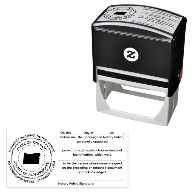 Oregon Notary Public Acknoement Frimärke Självfärgande Stämpel (In Situ)