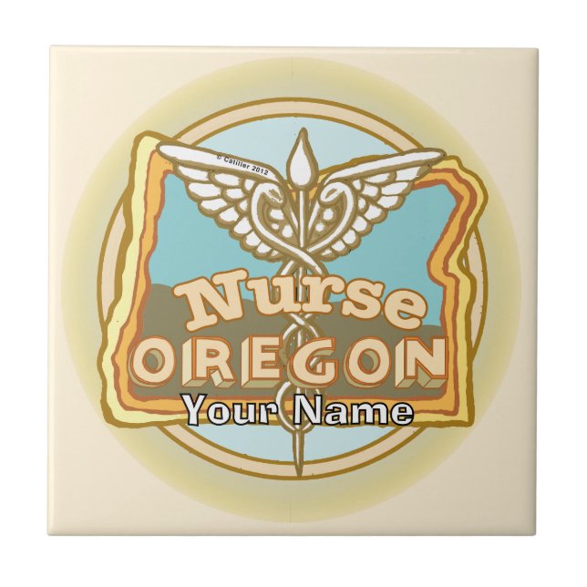 Oregon Nurse Caduceus Kakelplatta (Framsidan)