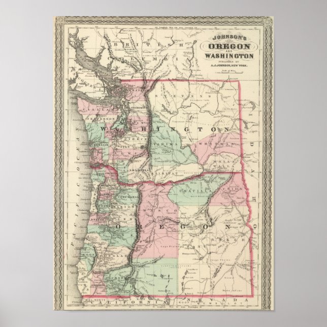 Oregon och Washington Poster (Framsidan)