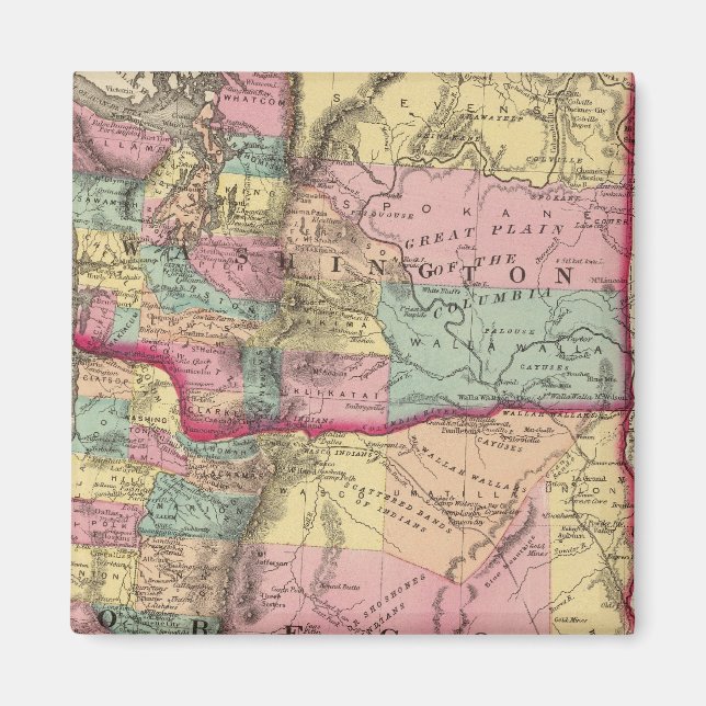 Oregon och Washington Territory Magnet (Framsidan)
