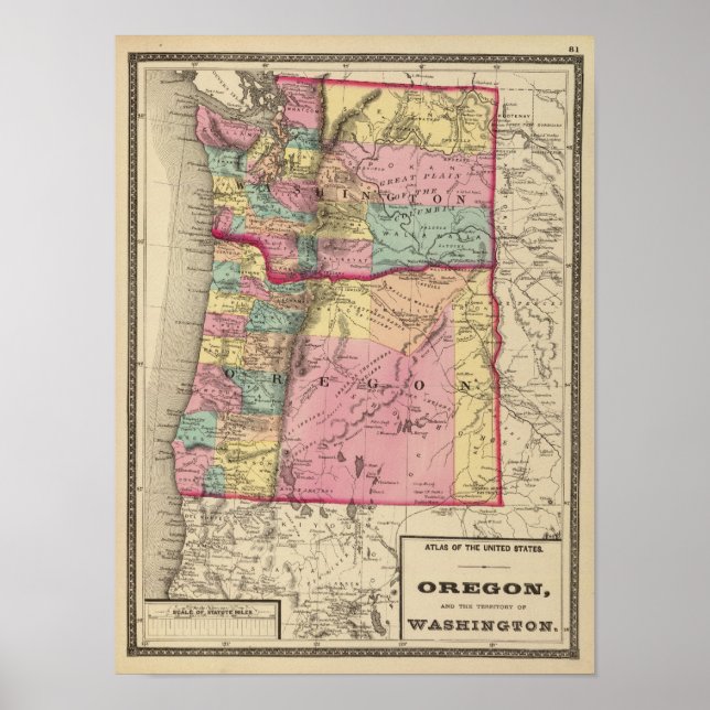 Oregon och Washington Territory Poster (Framsidan)