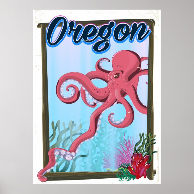 Oregon Octopus reseaffisch. Poster (Framsidan)