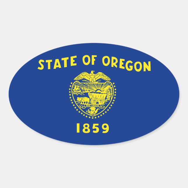 Oregon Ovalt Klistermärke (Framsida)