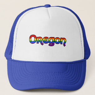 Oregon Rainbow text Hat Keps