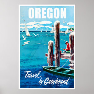 Oregon Resemotiv Affisch Kust Konst Fiske Tryck