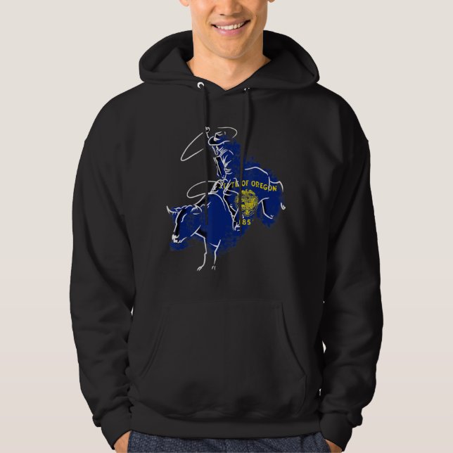 Oregon Rodeo Bull Riding Pendleton Retro Grunge VI Hoodie (Framsida)