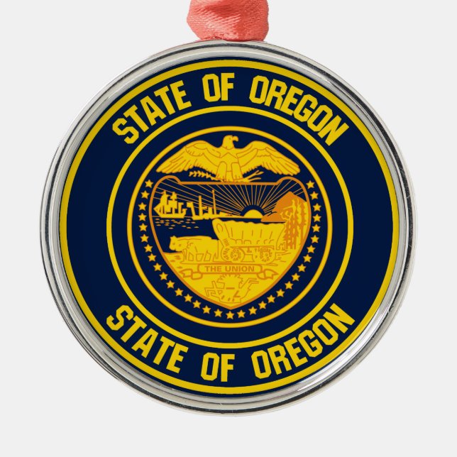 Oregon Round Emblem Julgransprydnad Metall (Framsidan)
