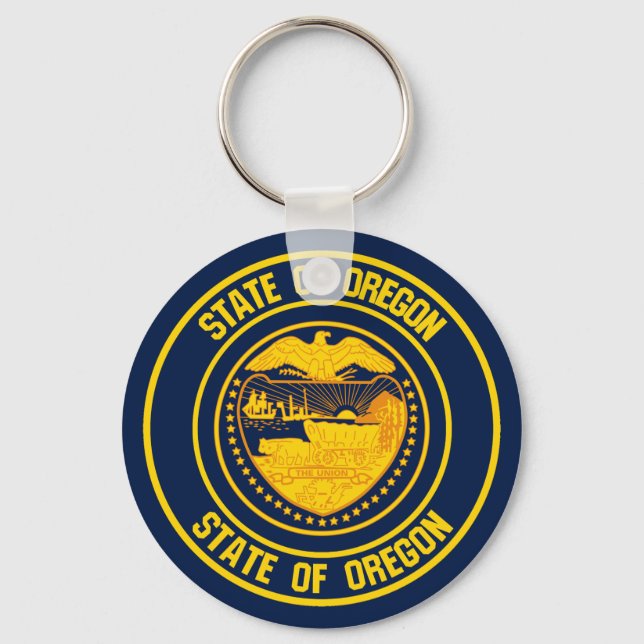 Oregon Round Emblem Nyckelring (Framsida)