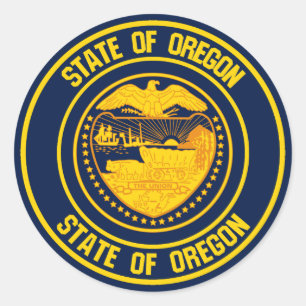 Oregon Round Emblem Runt Klistermärke