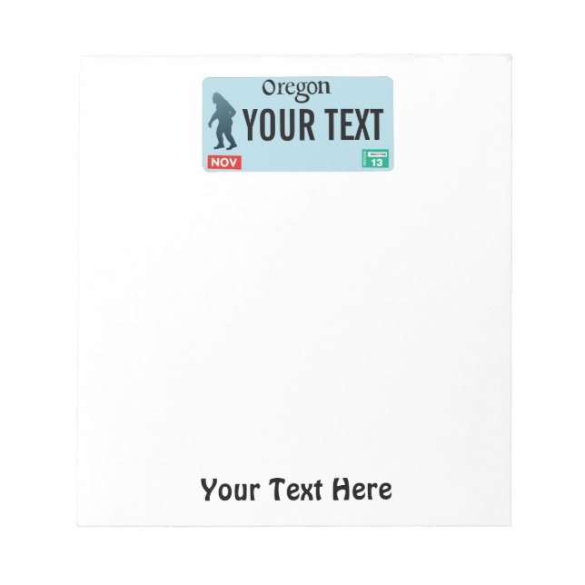 Oregon Sasquatch-licensskylt Anteckningsblock (Framsida)