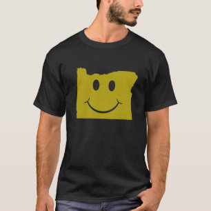 Oregon Shaped Lycklig Ansikte Gult Oregonisk Webfo Tee