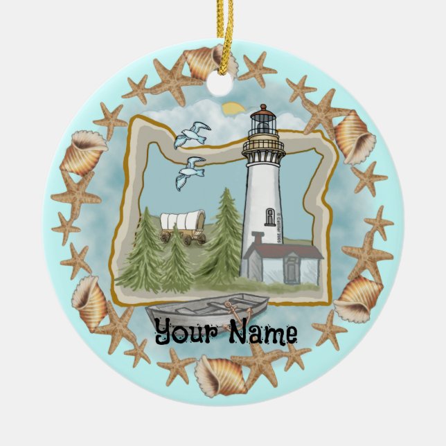 Oregon Snäckas fyr Ornament (Framsidan)
