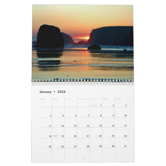 Oregon solnedgångar kalender (Jan 2026)