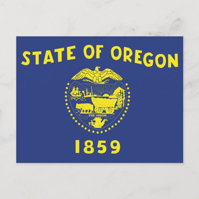 Oregon State Flagga Tvåsidig Sigill & Pionjär Vykort (Framsida)