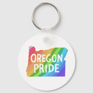 Oregon State Karta Illustration RAINBOW PRIDE Nyckelring