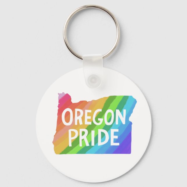 Oregon State Karta Illustration RAINBOW PRIDE Nyckelring (Framsida)