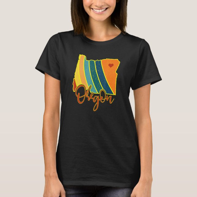 Oregon State Pride Sunset I Kärlek Oregon T Shirt (Framsida)