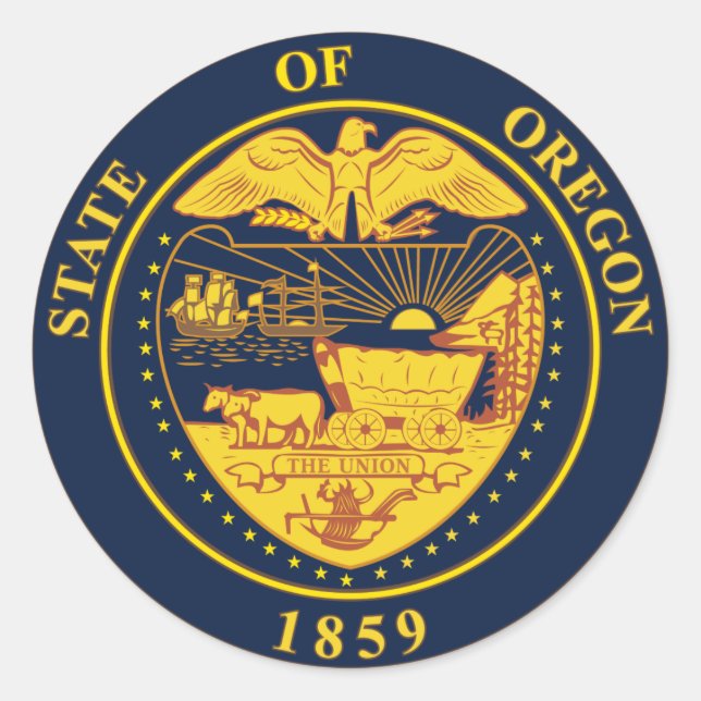 Oregon State Seal Runt Klistermärke (Framsida)