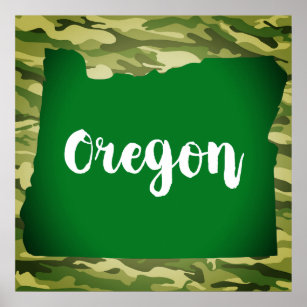 Oregon State Silhouette Camo Wall Poster