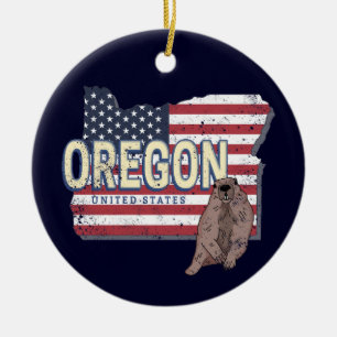 Oregon State United Stater Retro Karta USA Souveni Julgransprydnad Keramik