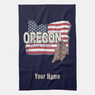 Oregon State United Stater Retro Karta USA Souveni Kökshandduk