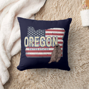 Oregon State United Stater Retro Karta USA Souveni Kudde