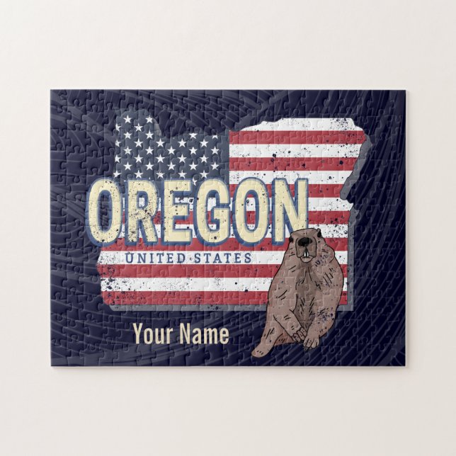 Oregon State United Stater Retro Karta USA Souveni Pussel (Horisontell)