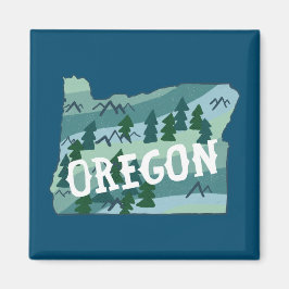 Oregon-staten Karta Illustration Magnet