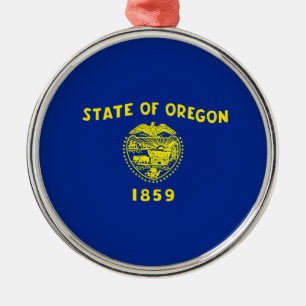 Oregon Statlig flagga Design Julgransprydnad Metall