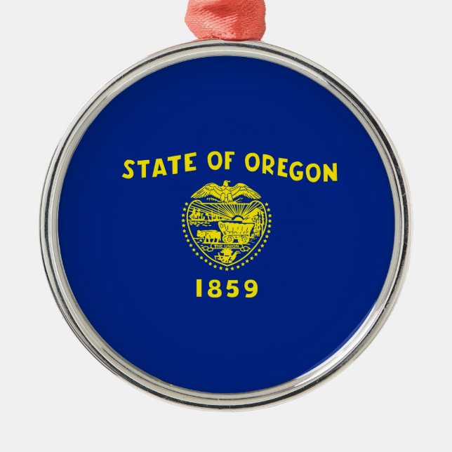 Oregon Statlig flagga Design Julgransprydnad Metall (Framsidan)