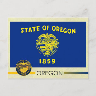 Oregon Statlig flagga och Seal Vykort