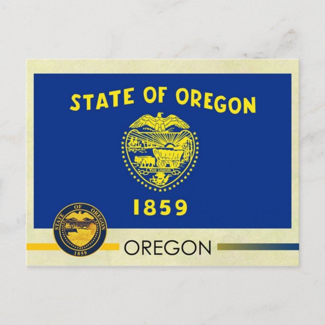 Oregon Statlig flagga och Seal Vykort (Framsida)