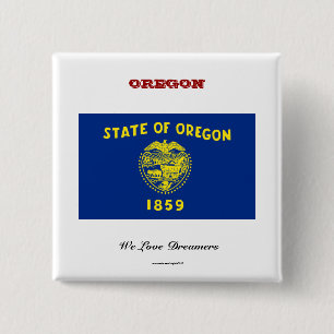 Oregon statlig flagga och slogan knapp