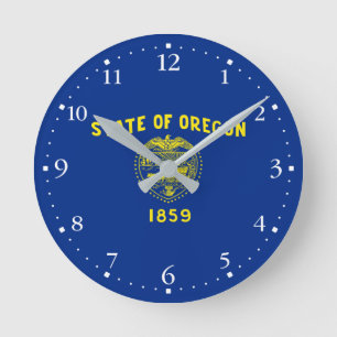 Oregon Statlig flagga Rund Klocka