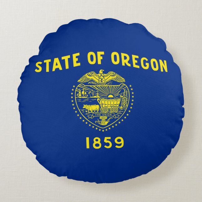 Oregon Statlig flagga Rund Kudde (Framsidan)