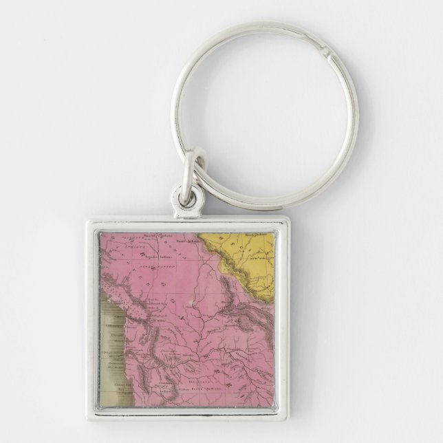 Oregon Territorium 2 Fyrkantig Silverfärgad Nyckelring (Framsidan)