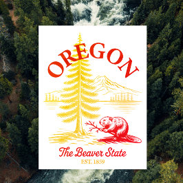 Oregon The Beaver State Est. 1859 Vykort