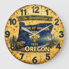 Oregon The Beaver State Vintage Map Rustic Stor Klocka