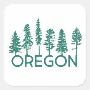 Oregon Träd Fyrkantigt Klistermärke