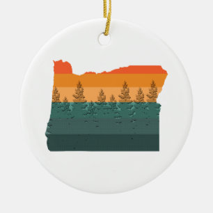 Oregon Träd Silhouette Julgransprydnad Keramik