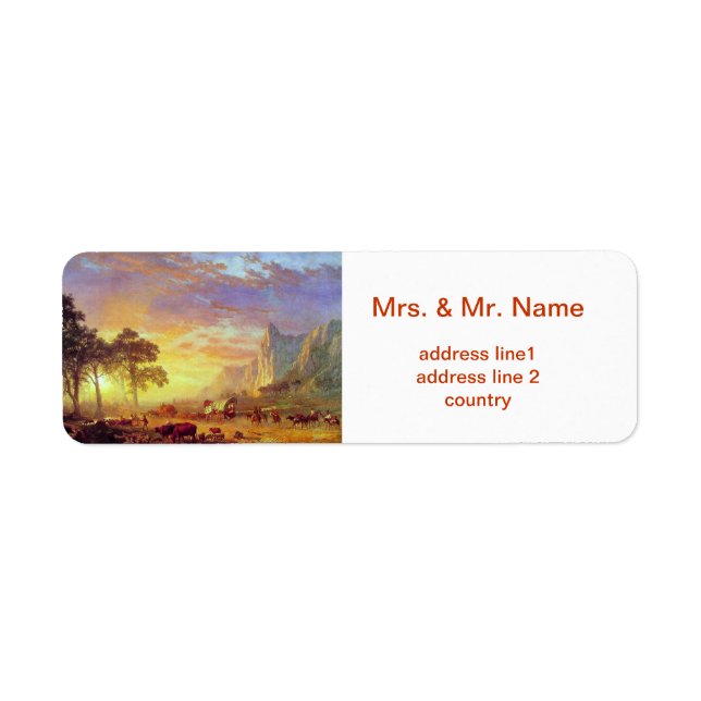 Oregon Trail - Albert Bierstadt Returadress Etikett (Framsidan)