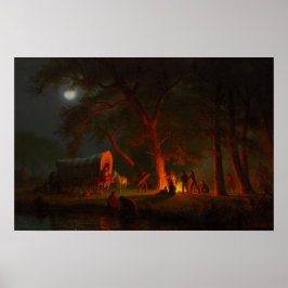 Oregon Trail Conestoga-vagn Månsken Lägereld Poster